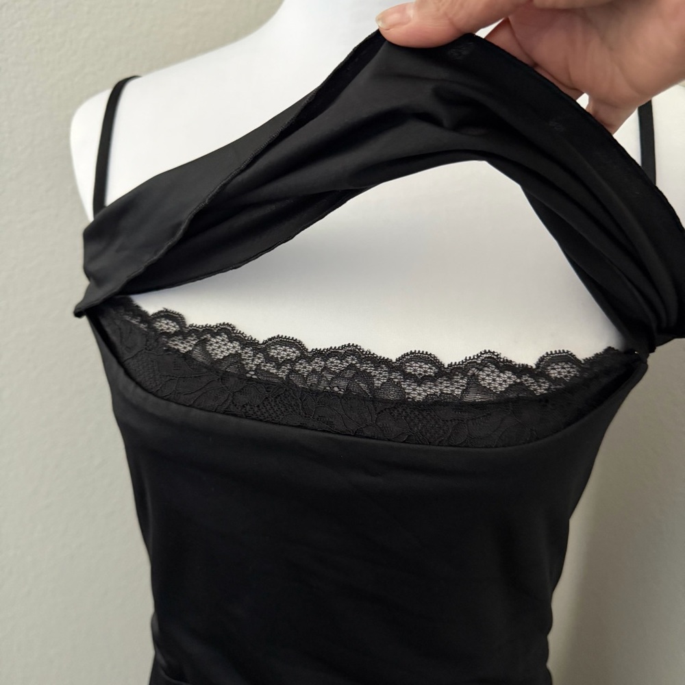 Oh Polly Belsa Lace-Trim Bandeau Midaxi Dress in Black. - Picture 9 of 11
